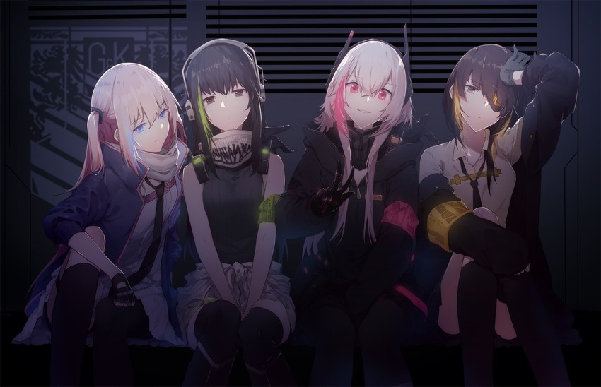 m16a1, m4a1, m4 sopmod ii, and st ar-15 (girls' frontline) drawn by aeror