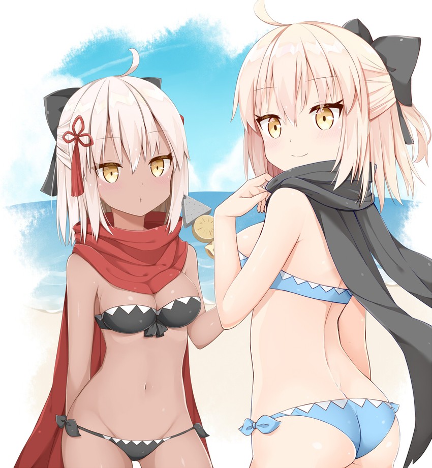 okita souji and okita souji alter (fate and 1 more) drawn by kamu_(geeenius)