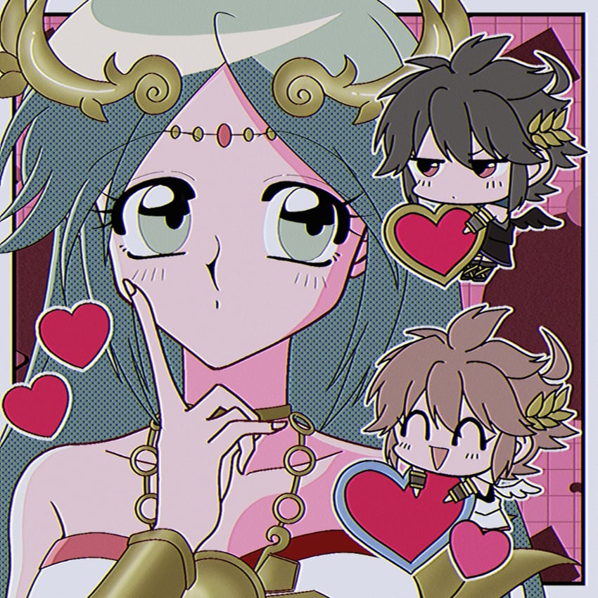 palutena, pit, and dark pit (kid icarus and 1 more) drawn by rin_megu