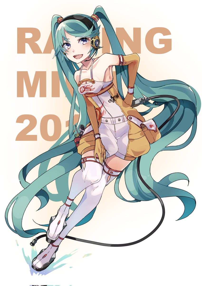 hatsune miku and racing miku (vocaloid and 1 more) drawn by kusunokimizuha