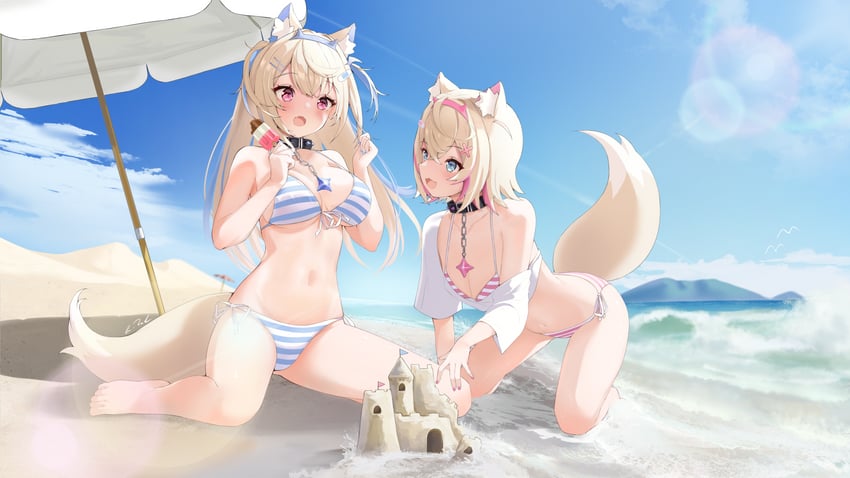 fuwawa abyssgard and mococo abyssgard (hololive and 1 more) drawn by lukas_reule