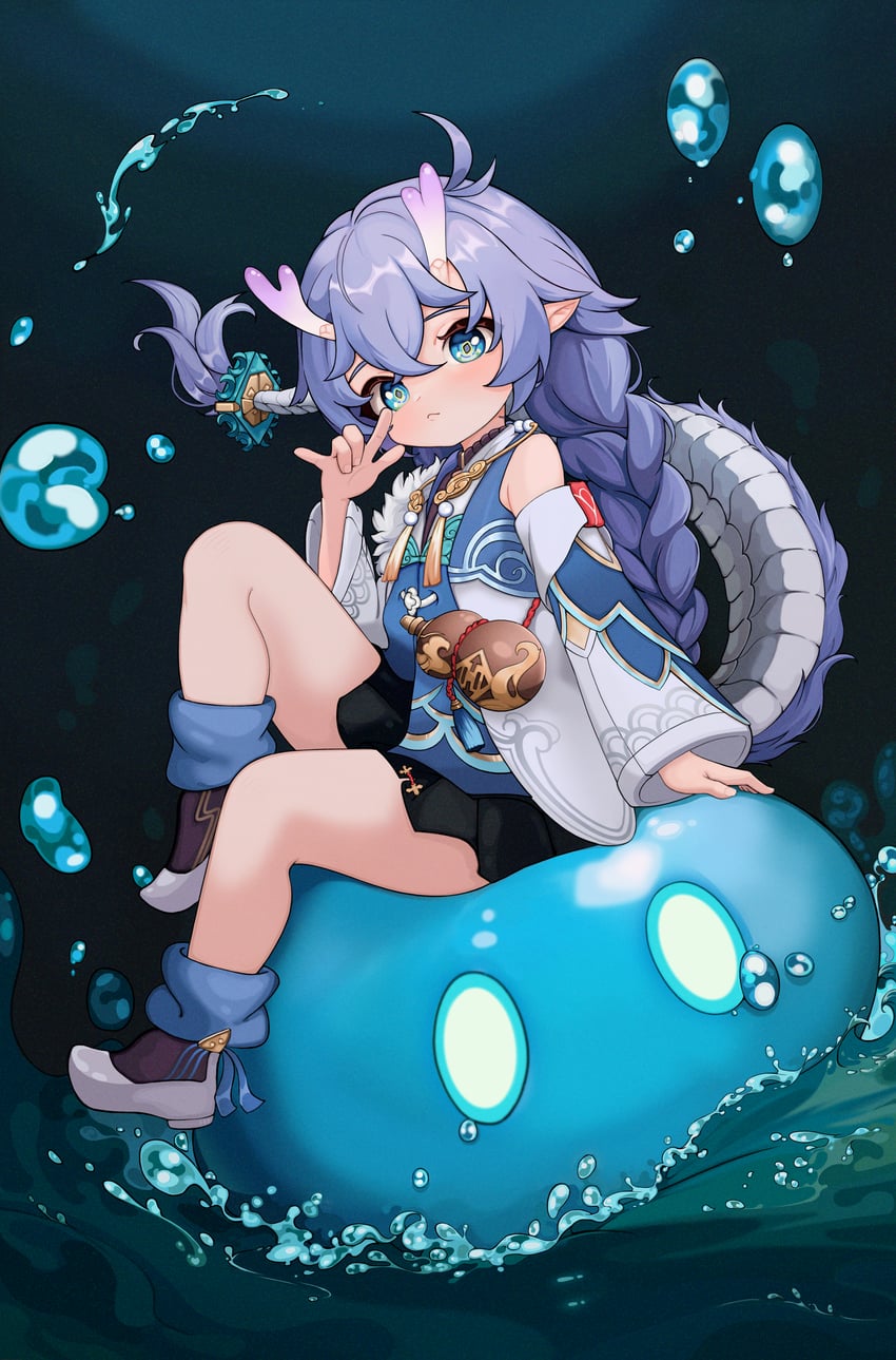 slime, bailu, and hydro slime (genshin impact and 3 more) drawn by tsarev_d