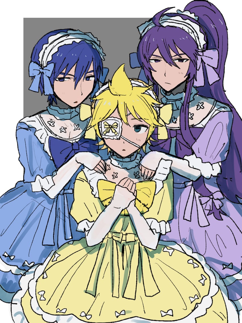 kagamine len, kaito, and kamui gakupo (vocaloid) drawn by fuyuno_(ramentaro23)