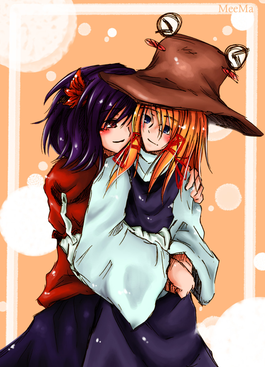 moriya suwako, yasaka kanako, and pyonta (touhou) drawn by mummeemeemama