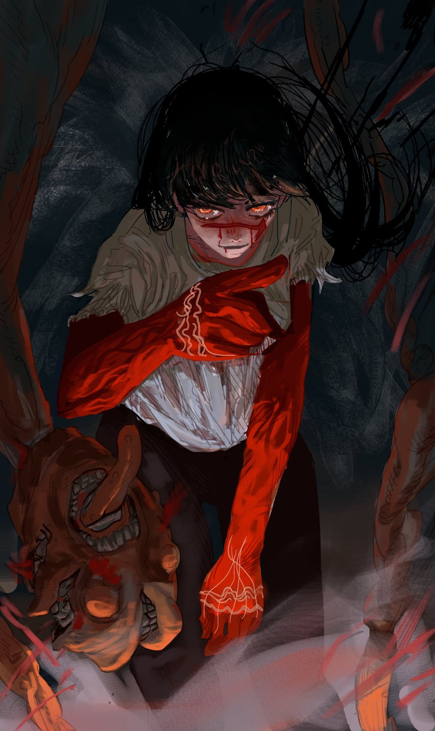 yoru and mouth devil (chainsaw man) drawn by exly