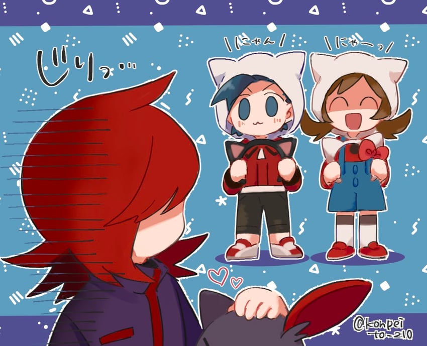 ethan, lyra, silver, and sneasel (pokemon and 1 more) drawn by konpei_(konpeito_210)