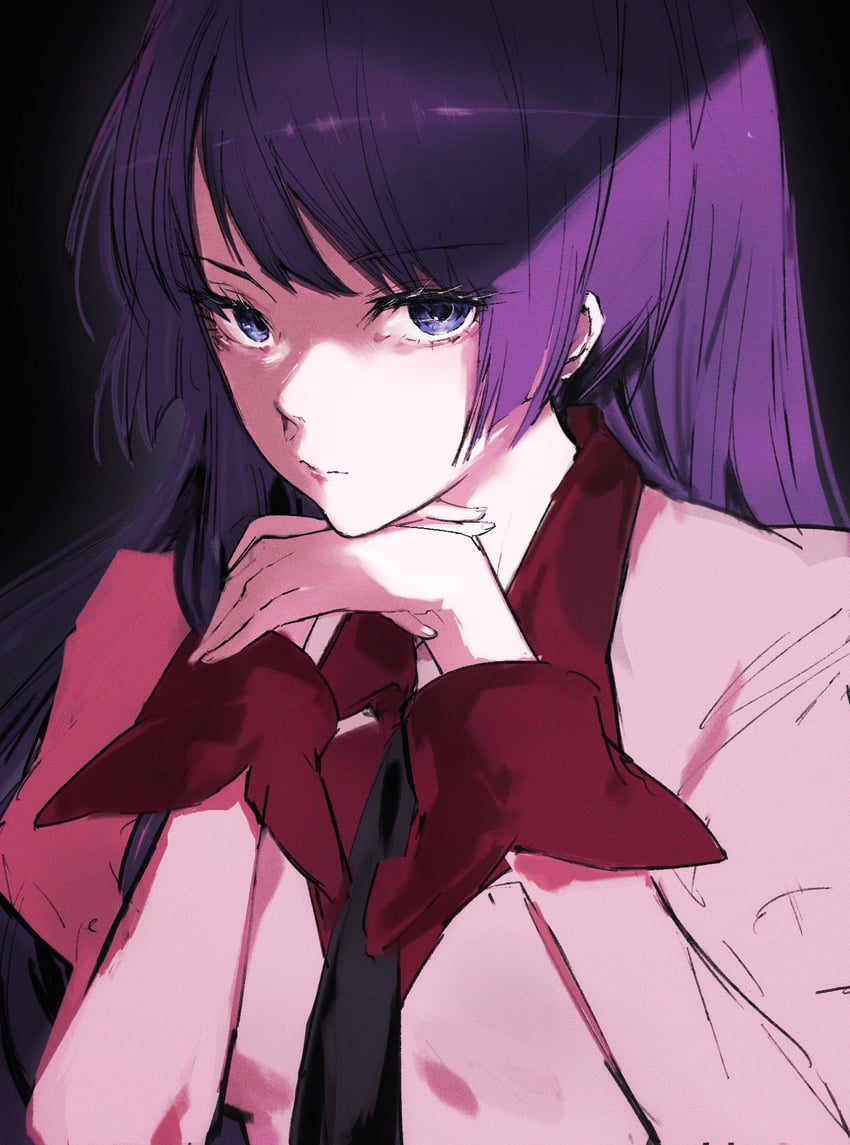 senjougahara hitagi (monogatari and 1 more) drawn by moku_(muooku)