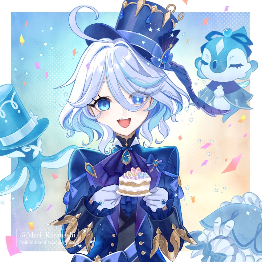 furina, surintendante chevalmarin, gentilhomme usher, and mademoiselle crabaletta (genshin impact) drawn by karanashi_mari