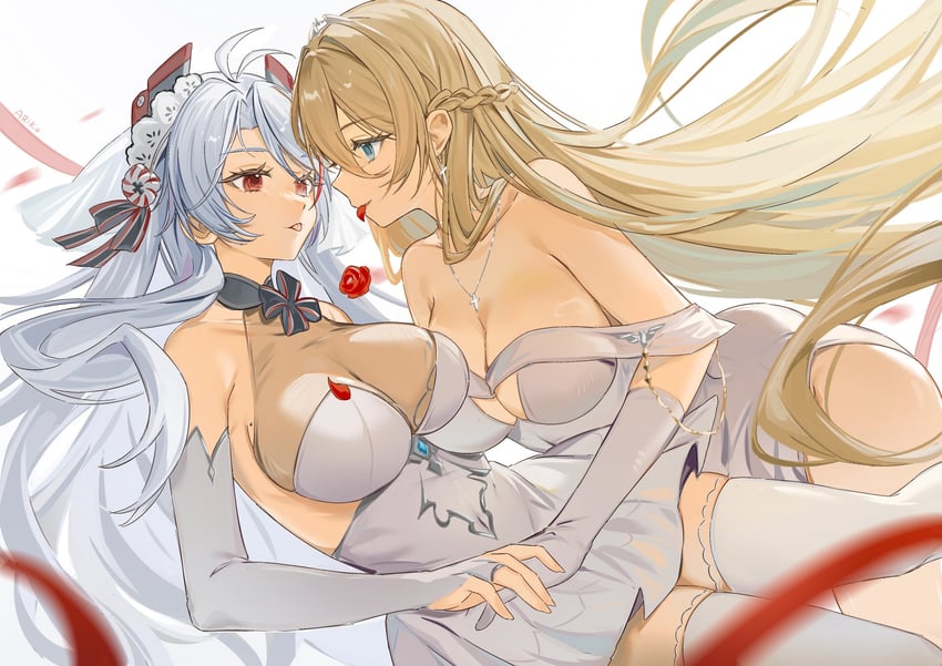 prinz eugen and bismarck (azur lane) drawn by ariko_(aaaaarik)