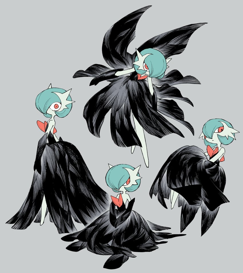 gardevoir and mega gardevoir (pokemon) drawn by newo_(shinra-p)