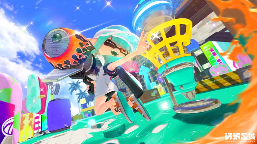 inkling player character and inkling girl (splatoon and 1 more) drawn by osen_kuiki