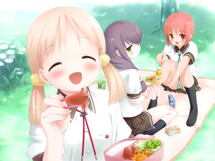 kiriyama sakura, akino momiji, and sera karen (sakura musubi) drawn by gayarou