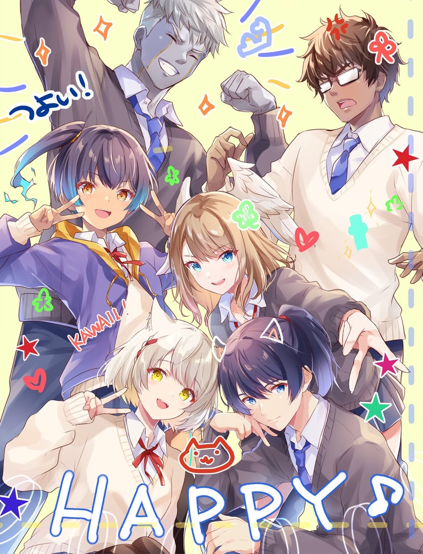 mio, eunie, sena, noah, taion, and 1 more (xenoblade chronicles and 1 more) drawn by ui_frara