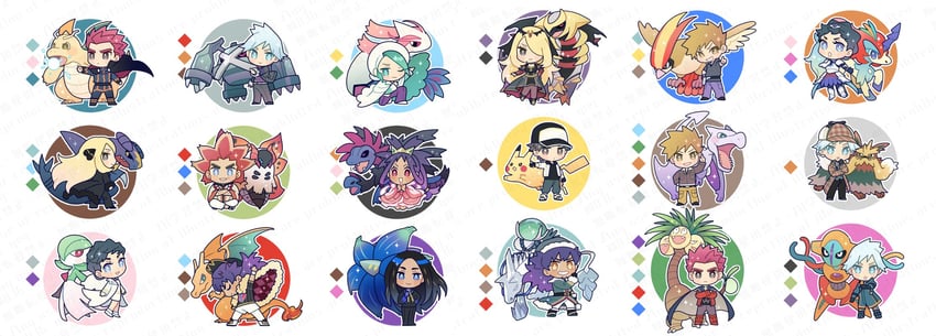 pikachu, gardevoir, cynthia, red, blue oak, and 25 more (pokemon and 13 more) drawn by y_(036_yng)
