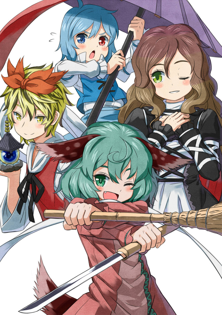 tatara kogasa, hijiri byakuren, toramaru shou, and kasodani kyouko (touhou) drawn by kingin