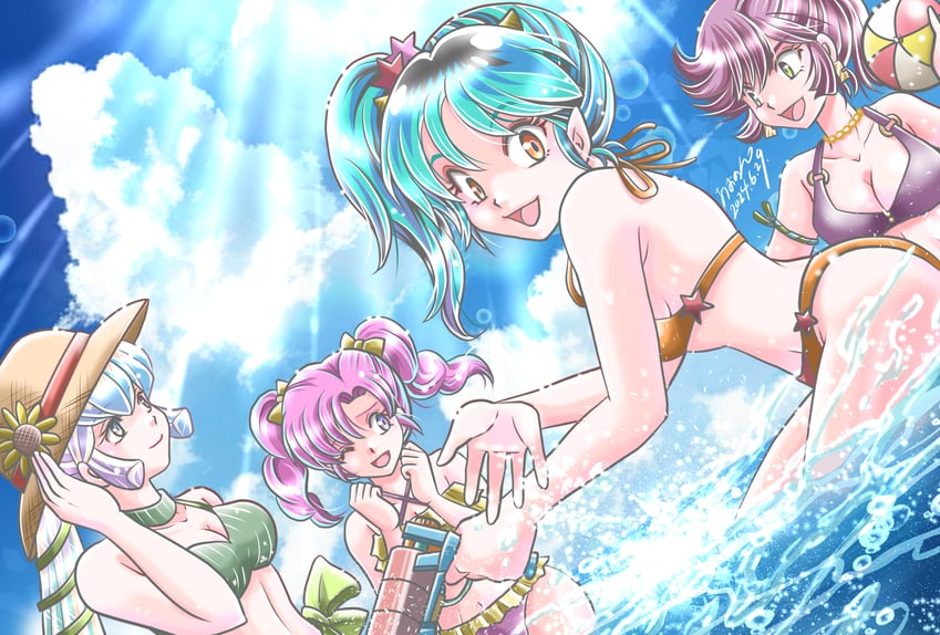 lum, ran, benten, and oyuki (urusei yatsura) drawn by aononmi