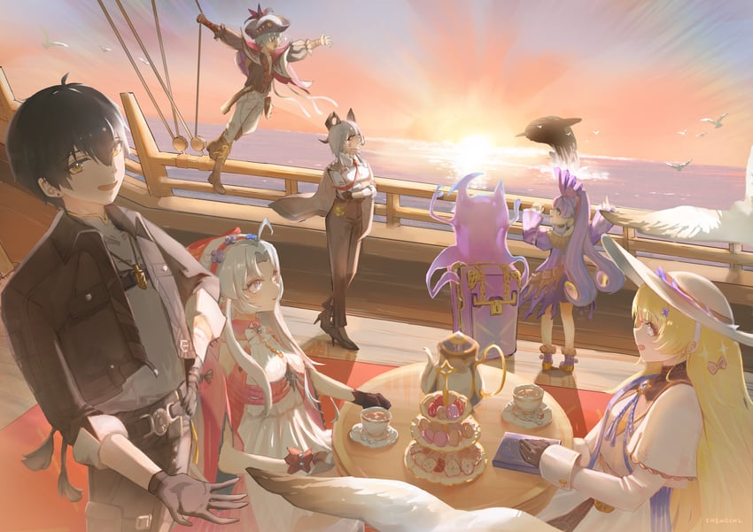 rover, zani, male rover, phoebe, carlotta, and 3 more (wuthering waves) drawn by sheng_chl