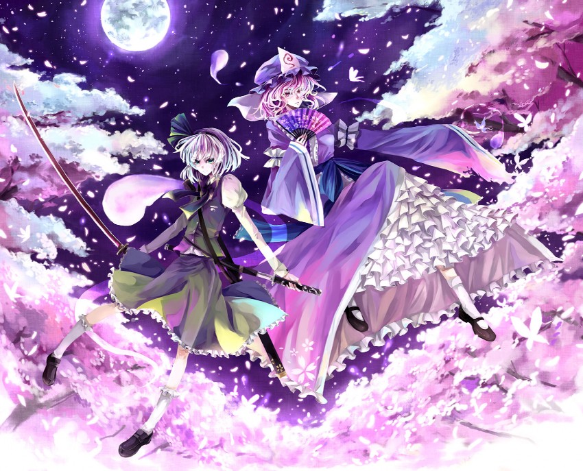 konpaku youmu and saigyouji yuyuko (touhou) drawn by nako_(nonrain)