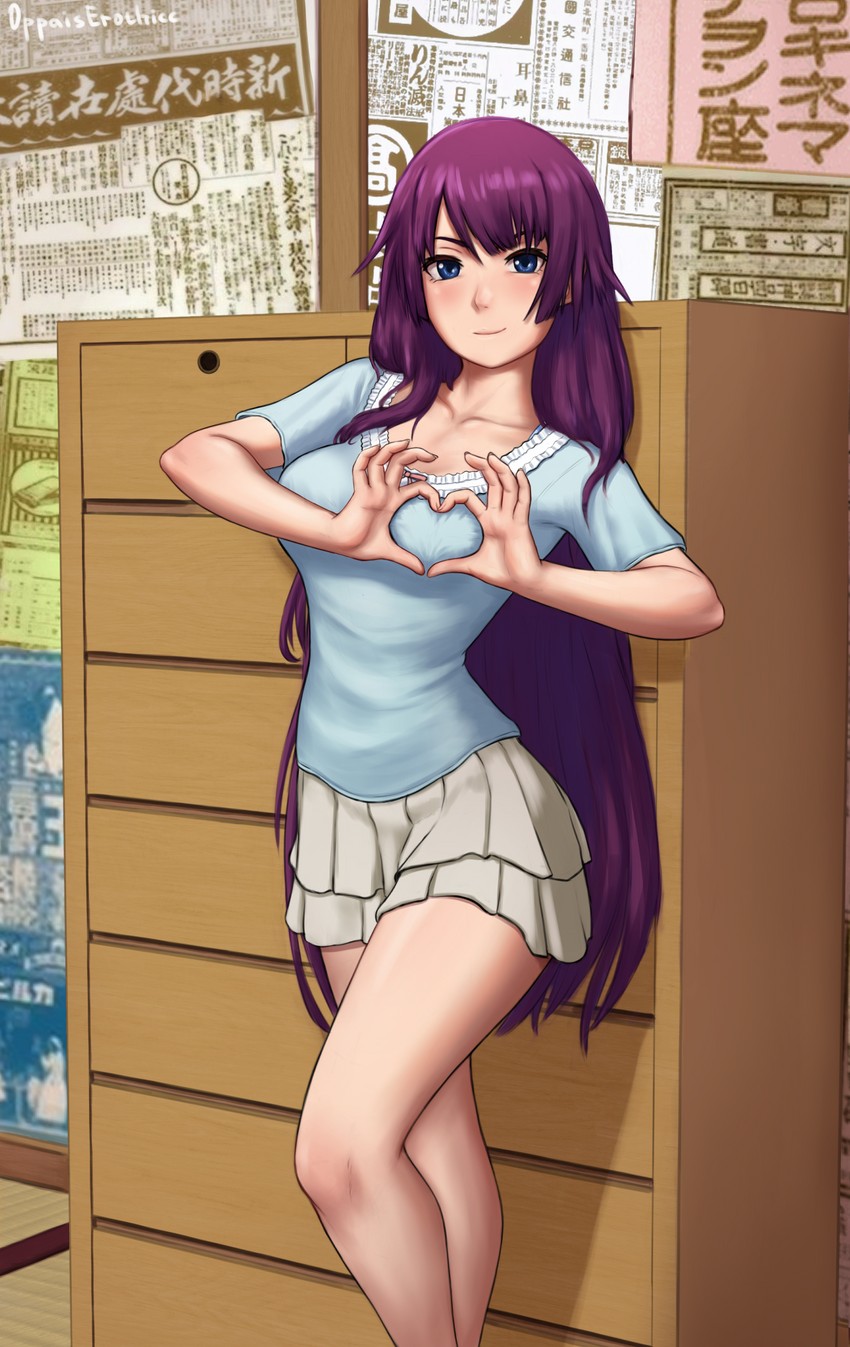 senjougahara hitagi (monogatari and 1 more) drawn by oppaiserothicc