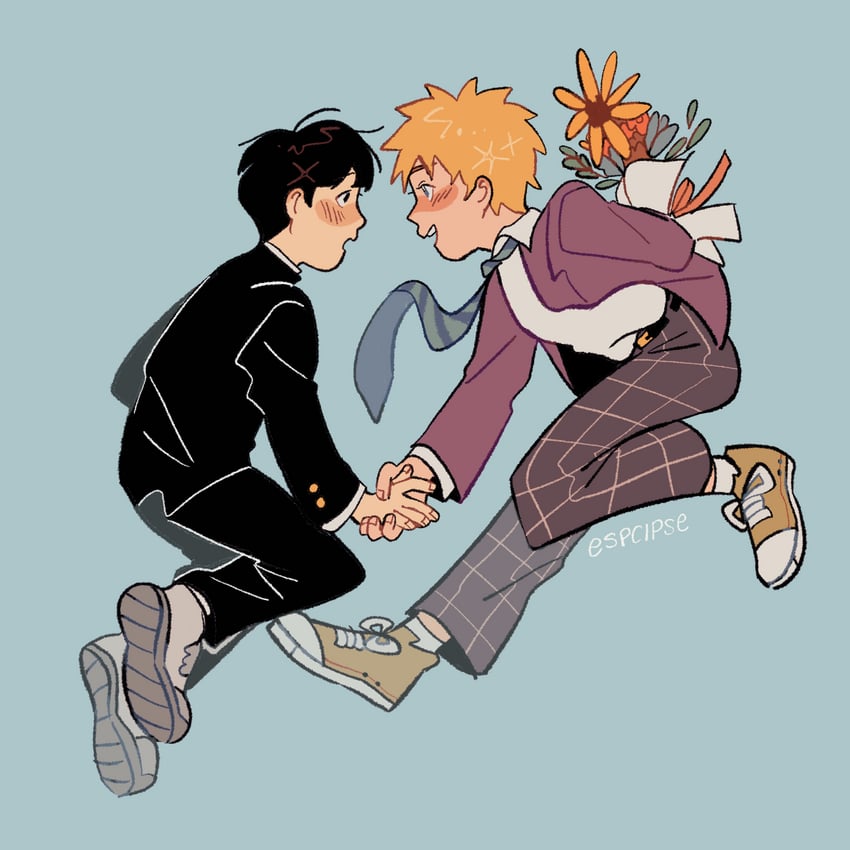 kageyama shigeo and hanazawa teruki (mob psycho 100) drawn by esper-eclipse