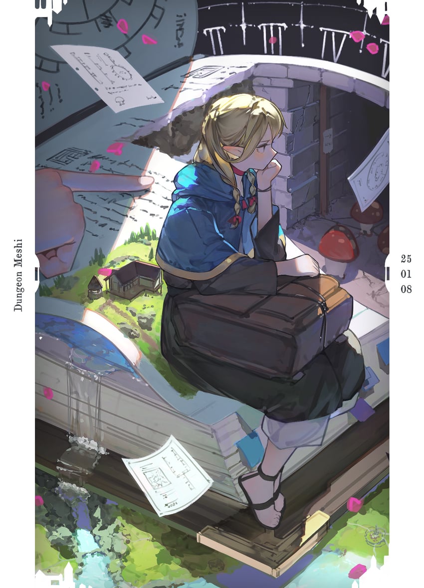 marcille donato and walking mushroom (dungeon meshi) drawn by illuminae