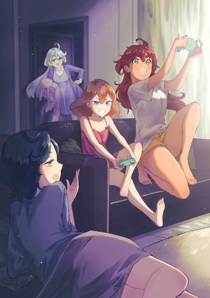 suletta mercury, miorine rembran, norea du noc, and sophie pulone (gundam and 1 more) drawn by pohjola