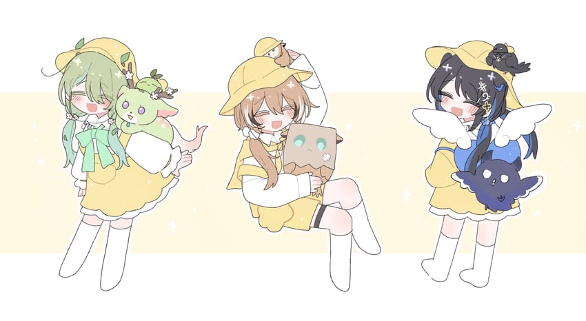 nanashi mumei, ceres fauna, nerissa ravencroft, friend, jailbird, and 4 more (hololive and 1 more) drawn by xx_tk9