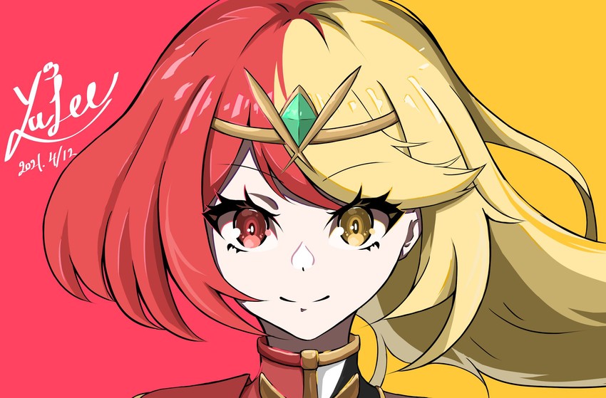 pyra and mythra (xenoblade chronicles and 1 more) drawn by yu_fee52