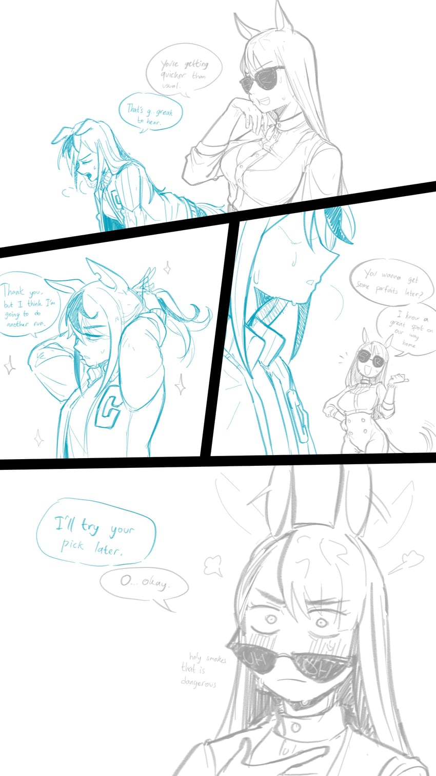 cyan and superstitional realism (horse race tests) drawn by mir_(miryumiya)