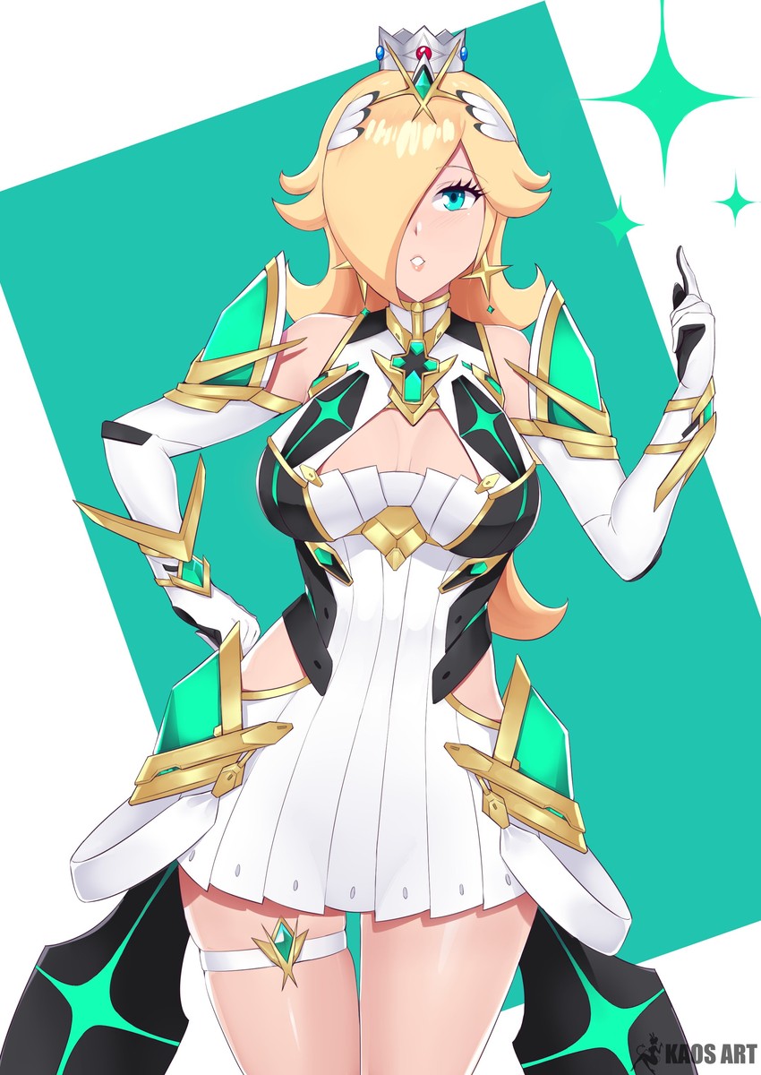 mythra and rosalina (mario and 4 more) drawn by kaos_art