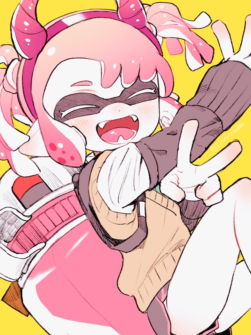 inkling player character and inkling girl (splatoon) drawn by amezawa_koma