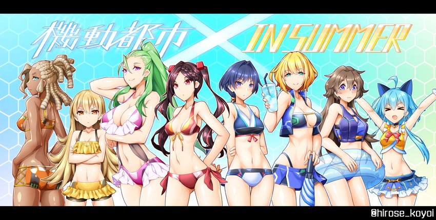ning, mila, joanna, iori, lillian, and 3 more (super mecha champions) drawn by sin6