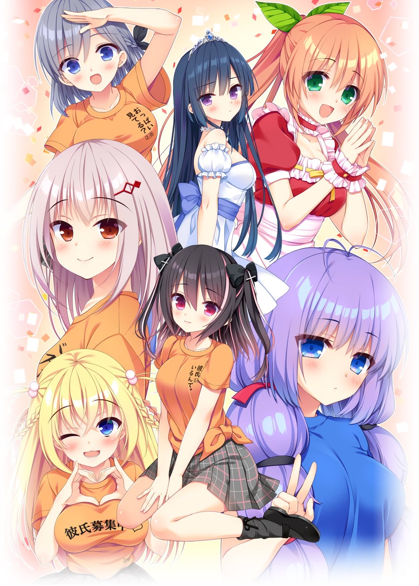 otome kokoro, yuugure tokoyo, harukaze meguri, adachi chii, koeda fumi, and 2 more (koibana ren'ai) drawn by fuyuichi_monme, yuuki_rika, and yuunagi_seshina