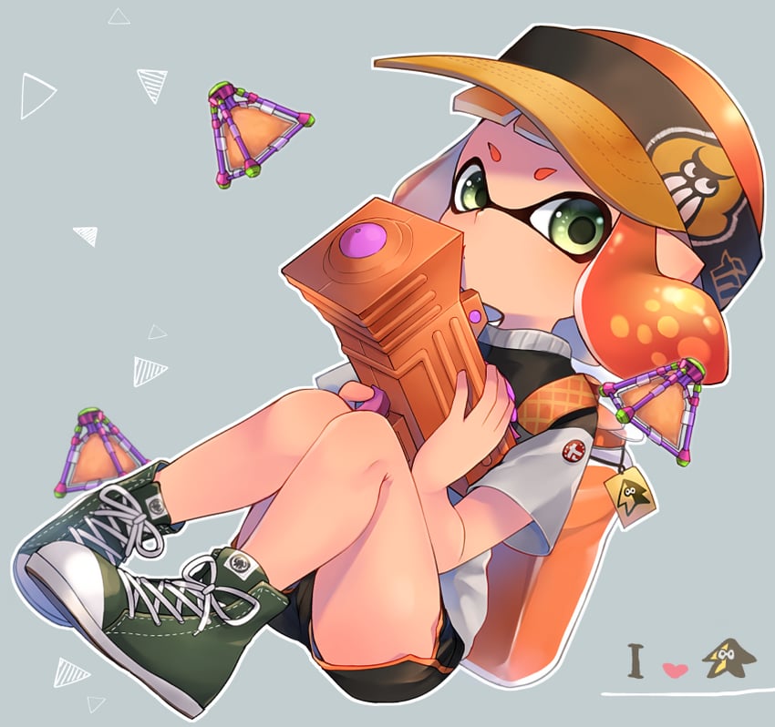 inkling player character and inkling girl (splatoon and 1 more) drawn by sen1986