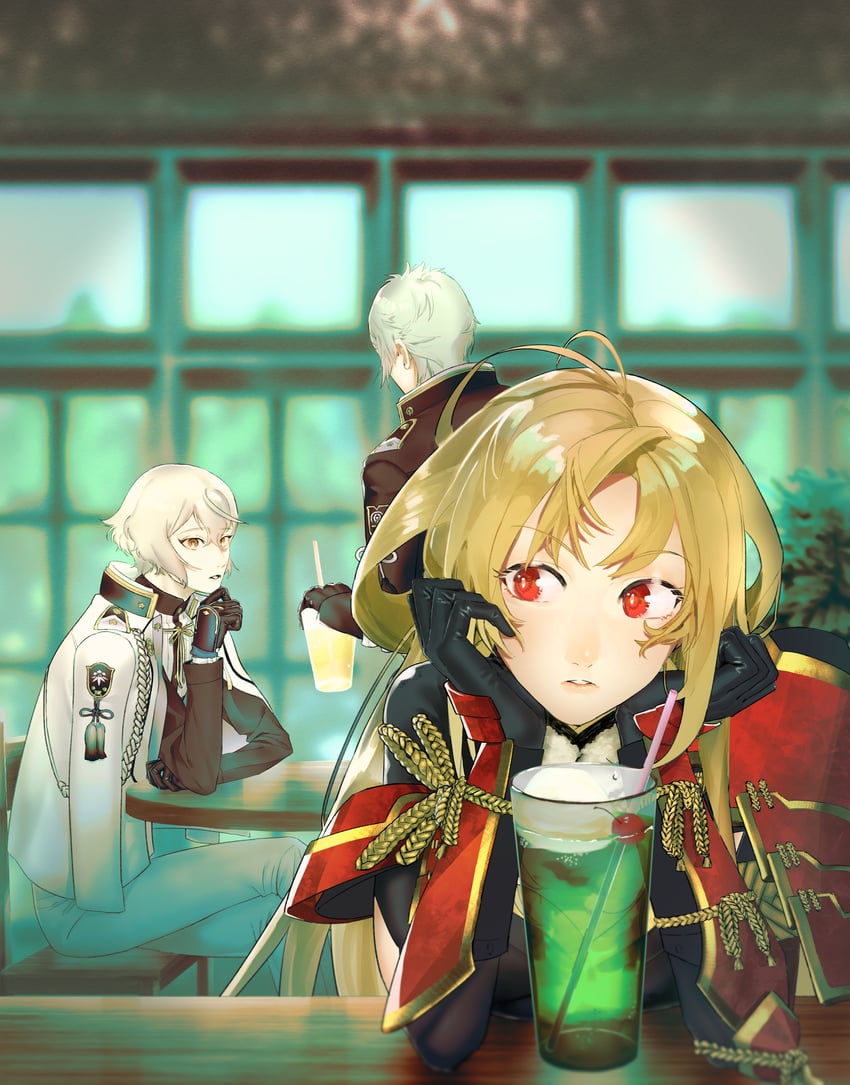 higekiri, hizamaru, and onikiri yasutsuna (touken ranbu and 1 more) drawn by karasu_ur