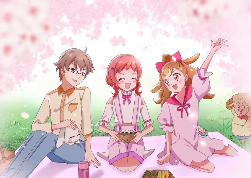 inukai komugi, inukai iroha, toyama satoru, daifuku, and mehmeh (precure and 1 more) drawn by puchitto