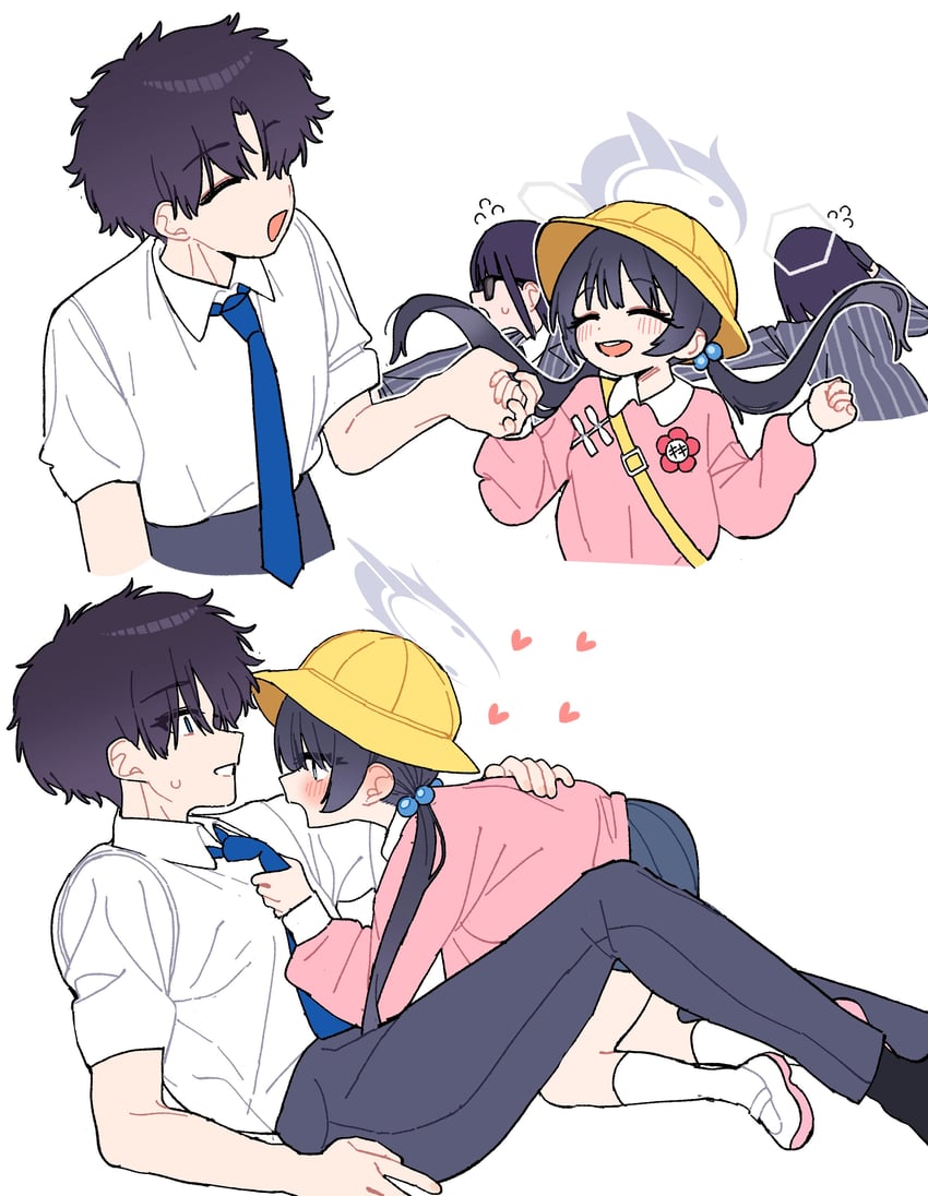 sensei, kisaki, and genryumon member (blue archive) drawn by je_o_mo