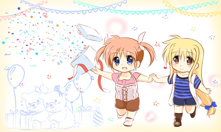 fate testarossa and takamachi nanoha (lyrical nanoha and 3 more) drawn by kerorokjy