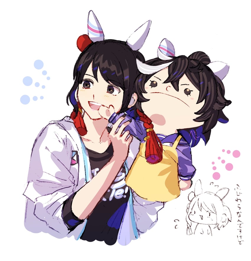 katsuragi ace and fujiwara natsumi (umamusume and 1 more) drawn by jagaimobeniko