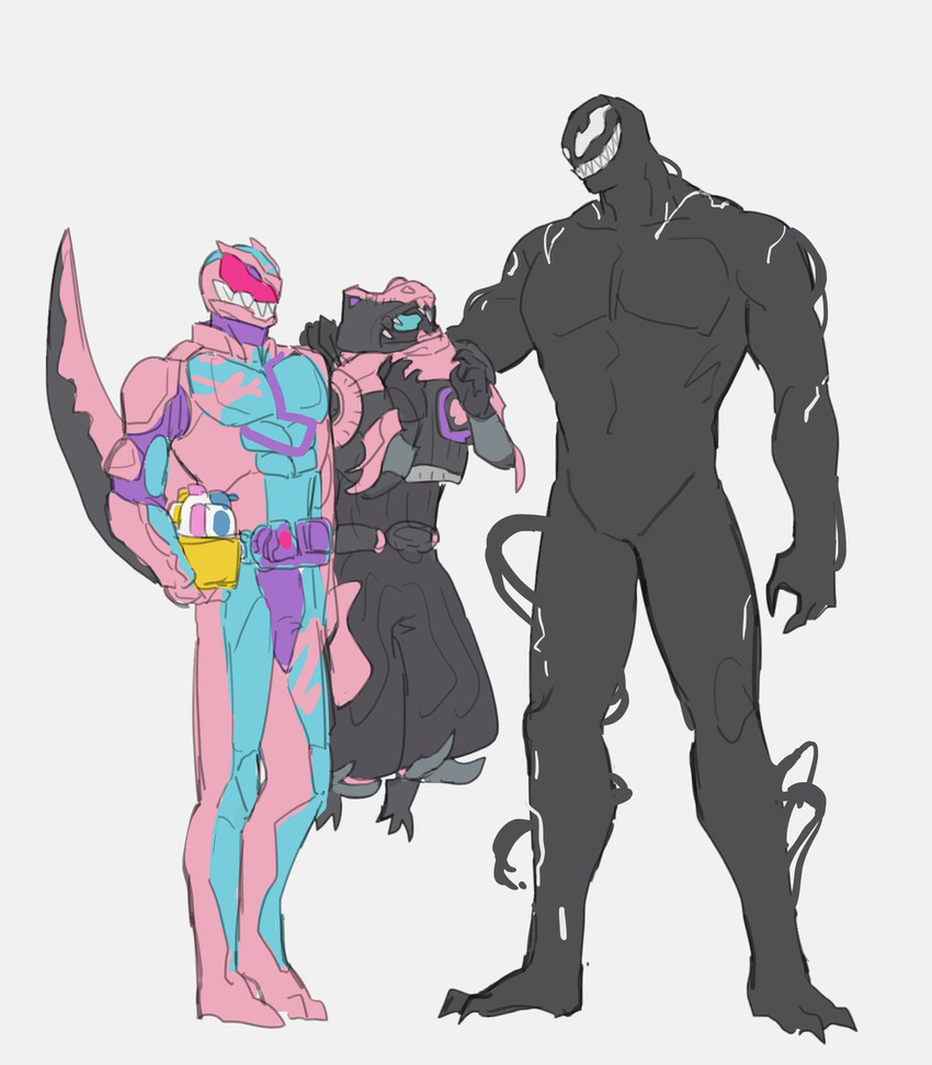 venom, kamen rider revi, and kamen rider vice (marvel and 6 more) drawn by bbbb_fex