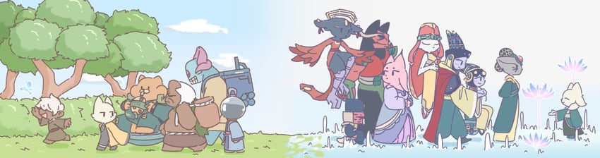 yi, heng, shuanshuan, ji, kuafu, and 12 more (nine sols) drawn by kolla_kim