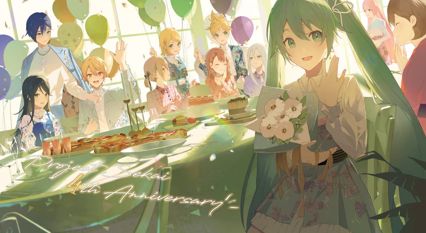 hatsune miku, kagamine rin, kagamine len, megurine luka, kaito, and 6 more (vocaloid and 1 more) drawn by yurun_(yurun_ume)