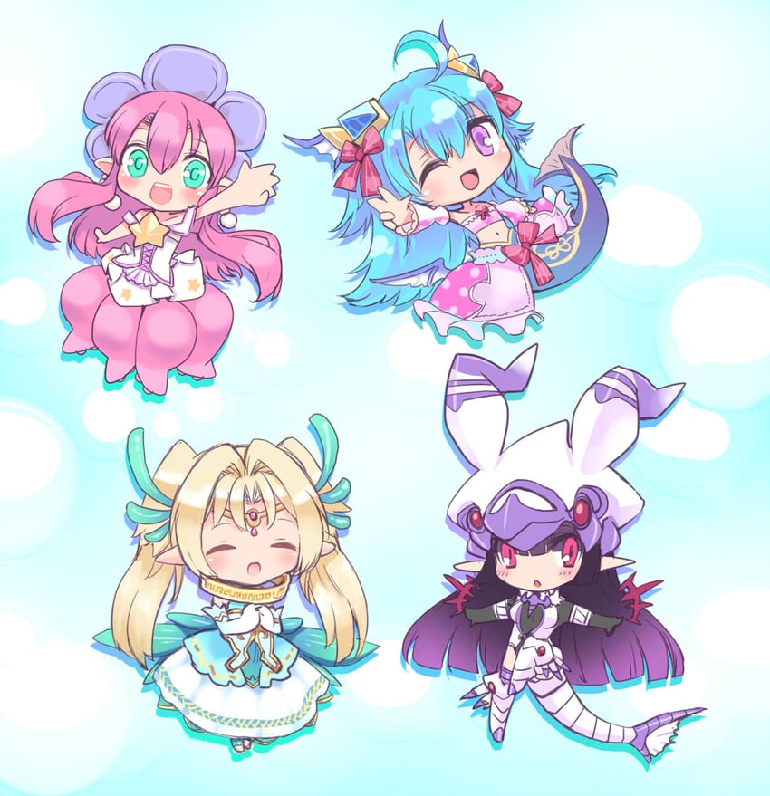 lorelei lore, seahorse alma, shugoma fumitsuki, and leviathan (emil chronicle online) drawn by ajitarou_(setsu)