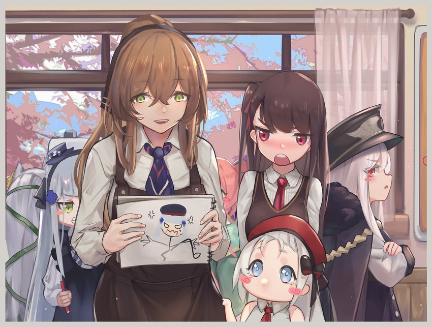 wa2000, springfield, kar98k, hk416, mp5, and 2 more (girls' frontline) drawn by xyufsky