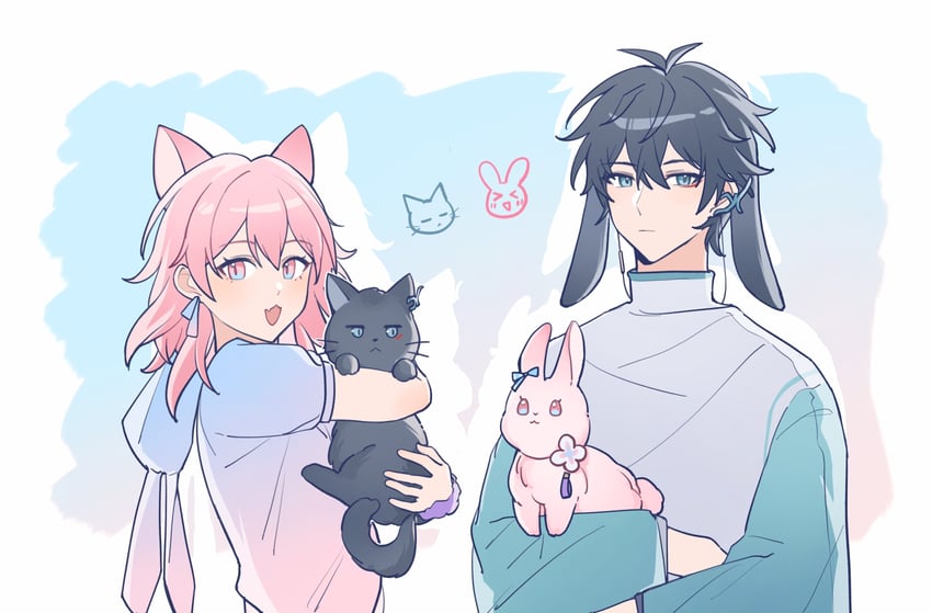 march 7th and dan heng (honkai and 1 more) drawn by hanaki_yuu