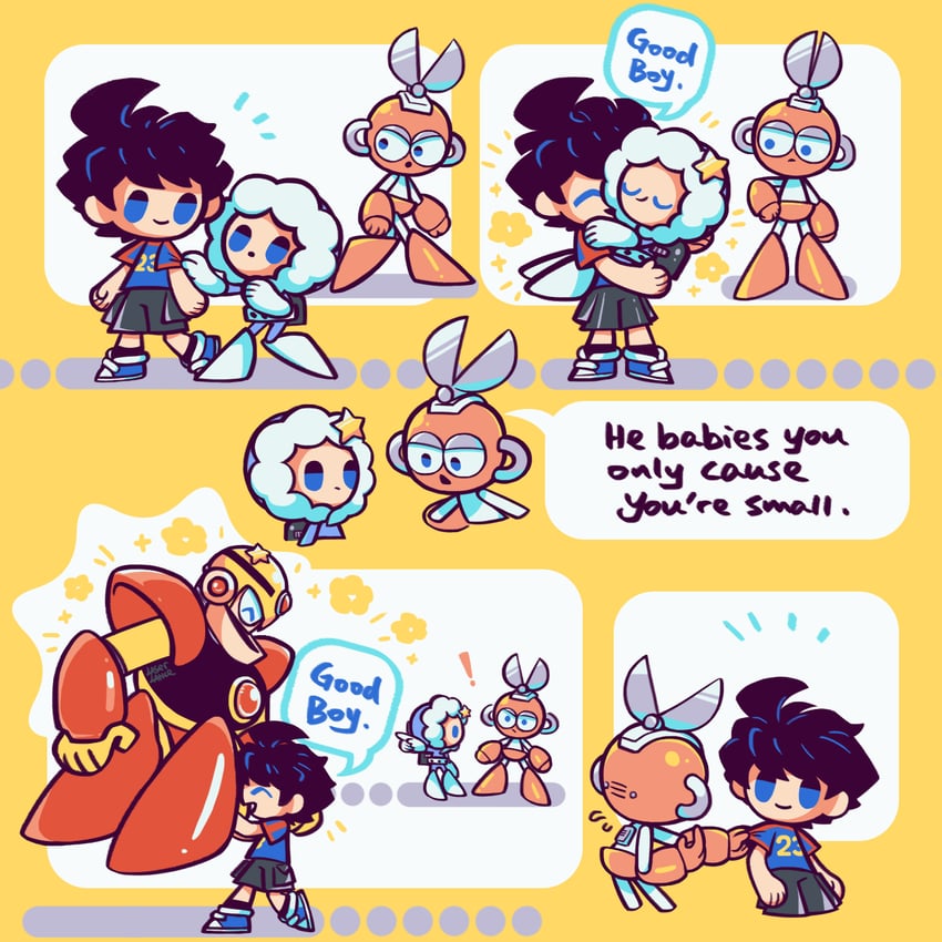 mega man, cut man, ice man, and guts man (mega man and 1 more) drawn by laser-lance