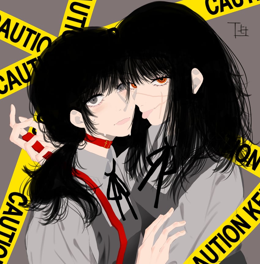 yoru and mitaka asa (chainsaw man) drawn by gcj