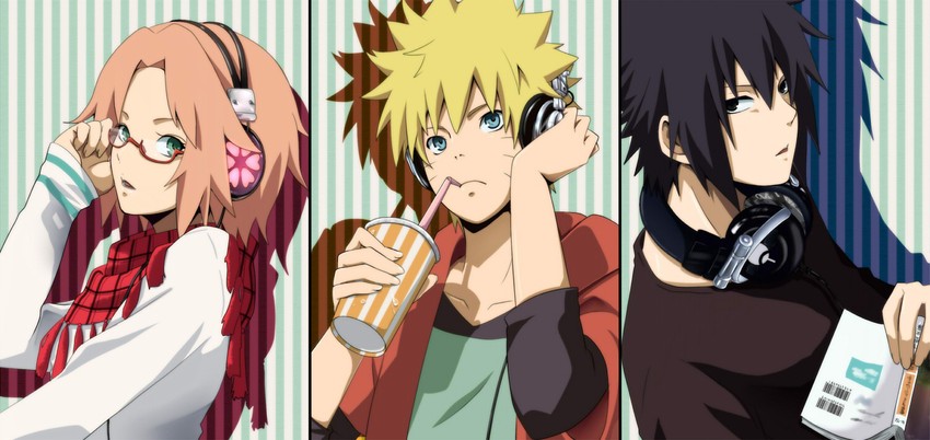 haruno sakura, uzumaki naruto, and uchiha sasuke (naruto and 1 more) drawn by sorane