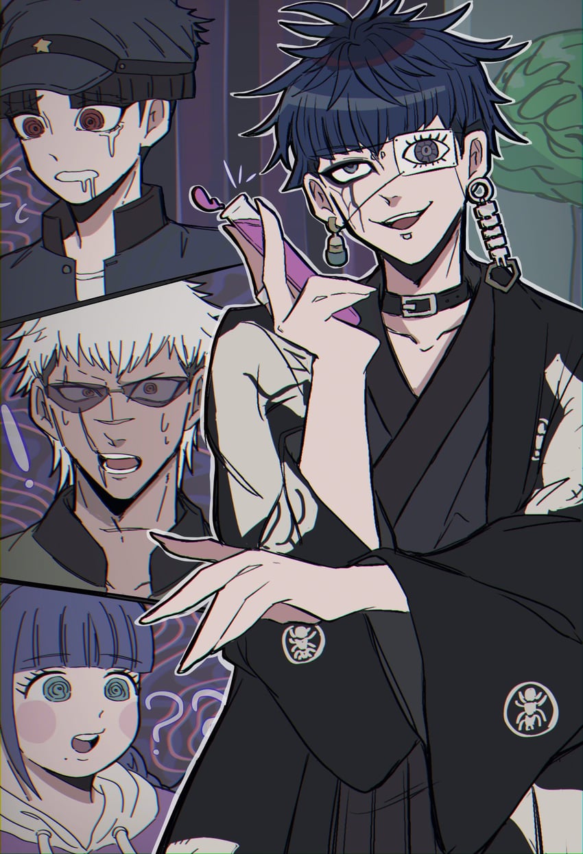 omokage yugamu, maruko gaku, mojiro moko, and yakushiji takemaru (the hundred line -last defense academy-) drawn by getsumen_(pst_moon)