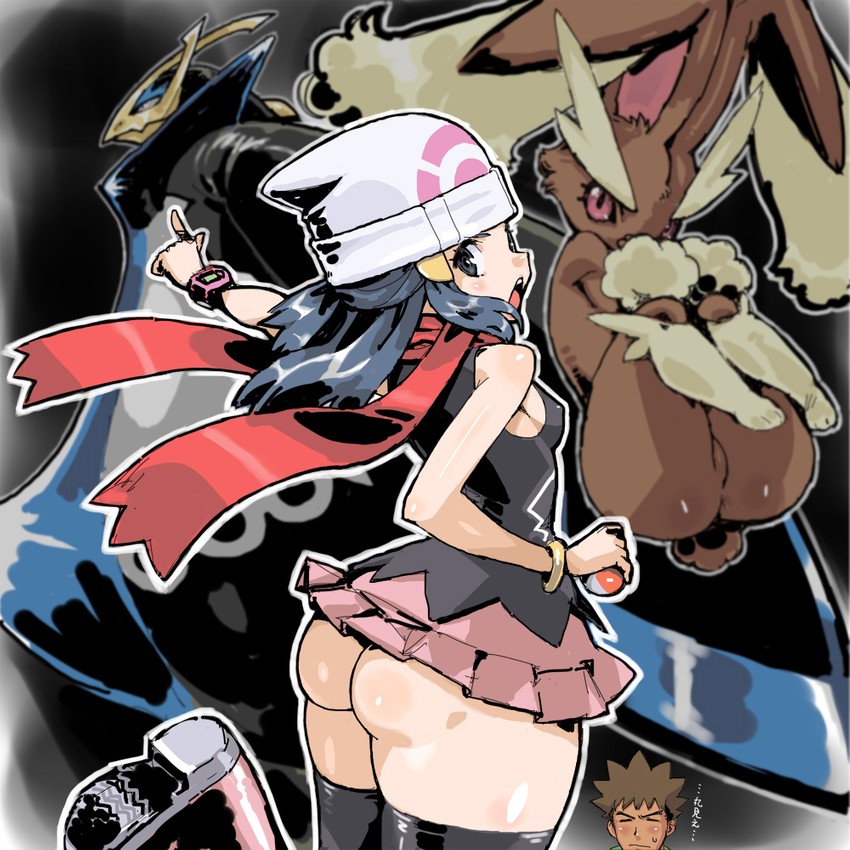 dawn, lopunny, brock, and empoleon (pokemon and 1 more) drawn by puchidori